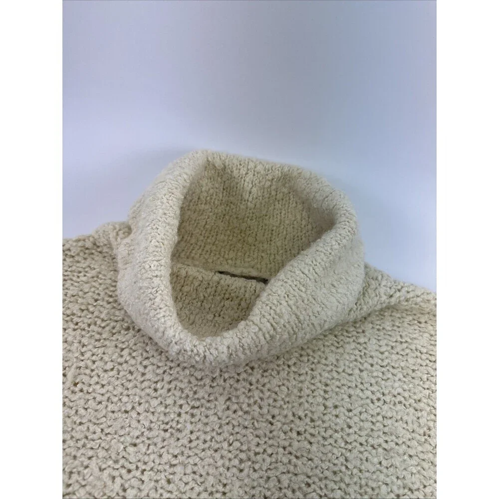 J Crew Cream Turtleneck‎ Sweater Bell Sleeve Pullover Vintage Wool Womens Medium